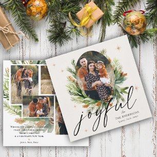 Carte Photos de famille multiples Feuilles verts Joyeux 