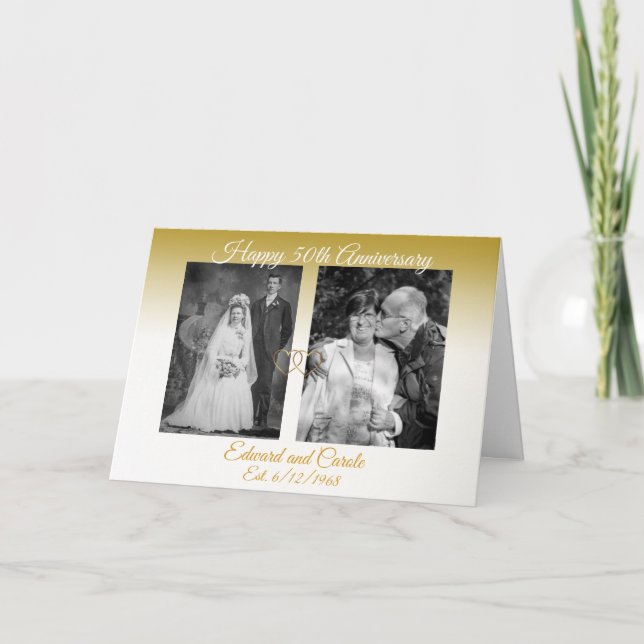 Carte Photos de Mariage d'or personnalisées 50e annivers (Devant)