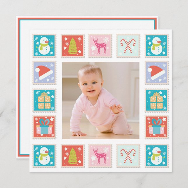 Carte Photos de Noël Postage (Devant / Derrière)