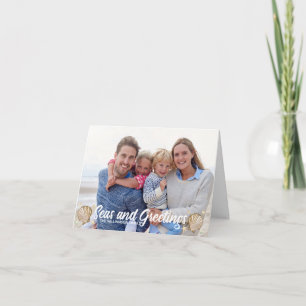 Carte Photos de plage Mer et Salutations Noël