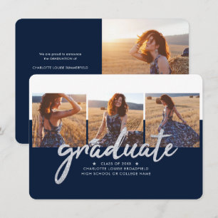 Carte Photos de remise de diplôme 2026 Annonce Bleu Mari