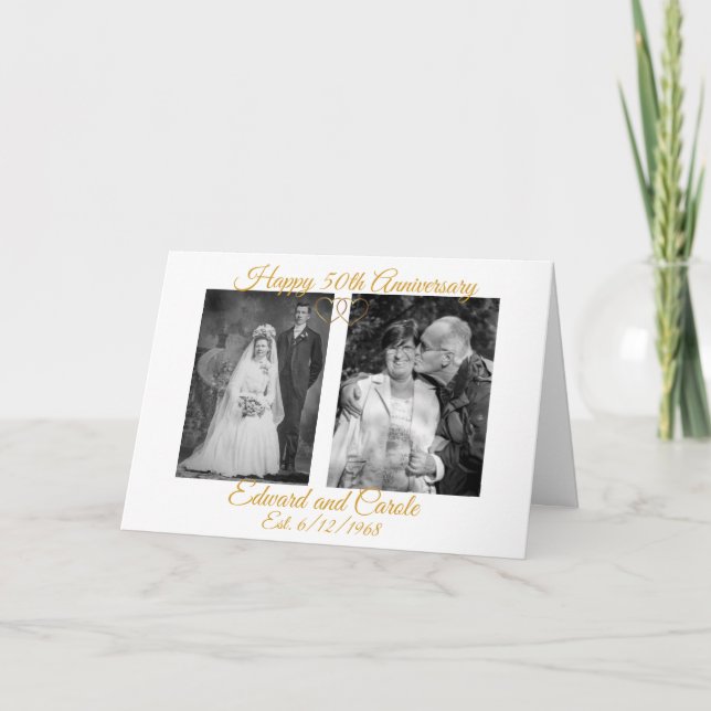 Carte Photos Mariages personnalisées 50e anniversaire (Devant)
