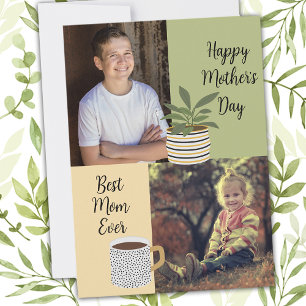 Carte Photos personnalisées Best Mom Ever Café & Plante