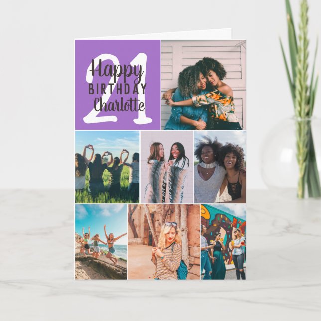 Carte Photos violettes fillette cool grille de collage 2 (Devant)