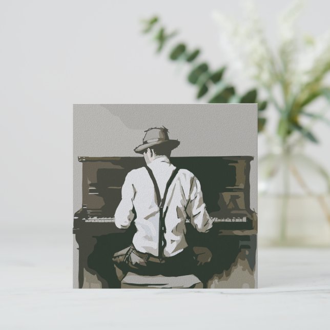 Carte Pianiste vintage en Harmonie (Debout devant)