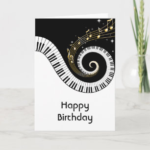 Carte Piano Keys and Gold Music Notes Birthday