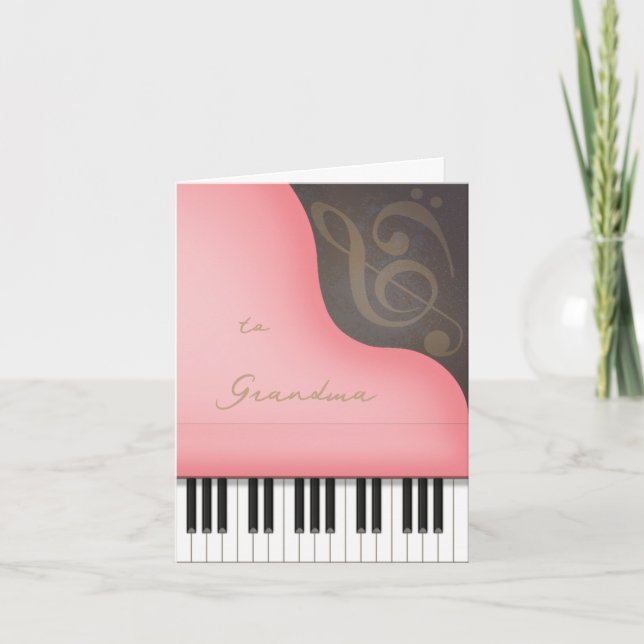Carte Piano Rose Fantaisiste pour la Fête des Mères ou G (Devant)