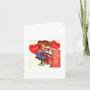 Carte Piano vintage Jouer Teddy Valentine
