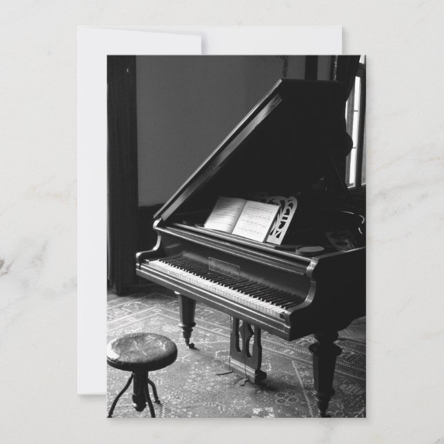 Carte Piano vintage noir et blanc (Devant)