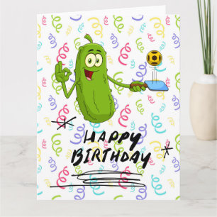 Carte Pickleball Anniversaire pour joueur marronnier drô