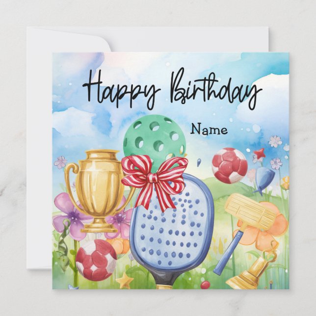 Carte Pickleball avec cadeaux d'anniversaire (Devant)