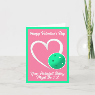 Carte Pickleball Classement Valentine Coeur rose Turquoi