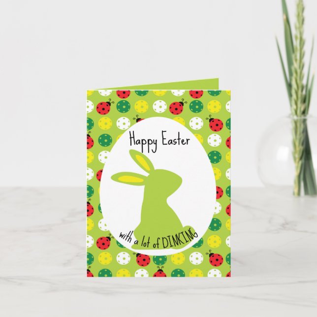 Carte 🐰 Pickleball Hoppy Pâques, vert mignon (Devant)