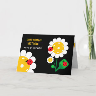 Carte Pickleball Joyeux Anniversaire Noir personnalisabl