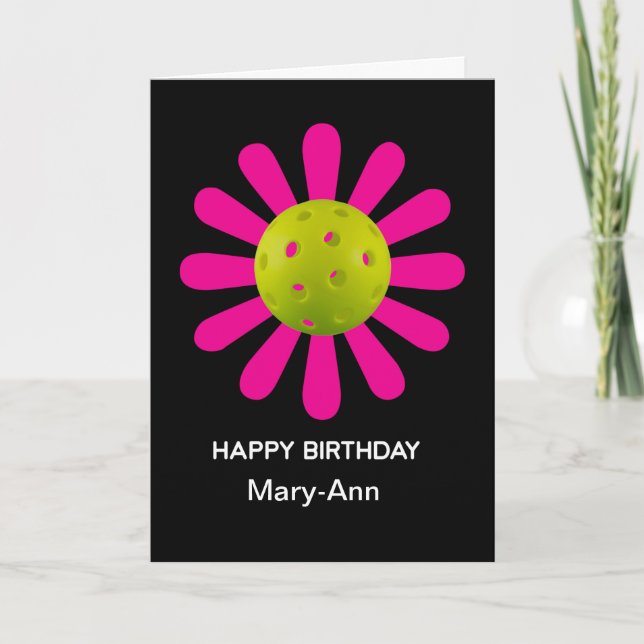 Carte Pickleball Joyeux Anniversaire Personnalisable (Devant)