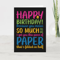 Pièce de papier pliée en demi-anniversaire drôle