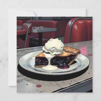 Carte Piece of Blueberry Pie and Vanilla Ice Cream Blank