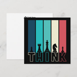 Carte Pièces d'échecs Vintages uniques Penser coloré