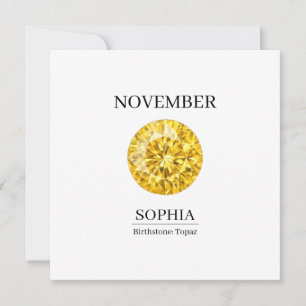 Carte Pierre de naissance de novembre Nom d'anniversaire