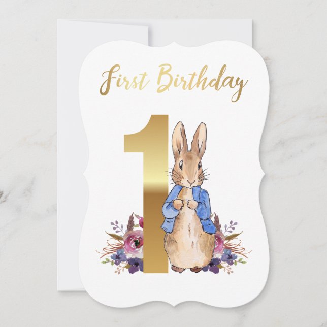 Carte Pierre le lapin Premier anniversaire (Devant)