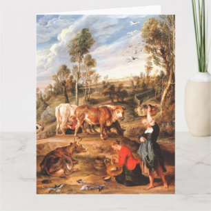 Carte Pierre Paul Rubens Laitières avec du bétail dans u