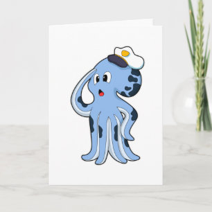 Carte Pieuvre en capitaine avec casquette