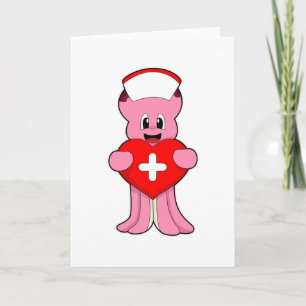 Carte Pieuvre en infirmière avec cœur
