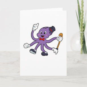 Carte Pieuvre en magicien avec chapeau