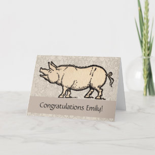 Carte Pig Antique Piggy Cute Vintage
