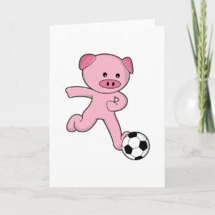 Carte Pig comme joueur de football avec balle de footbal