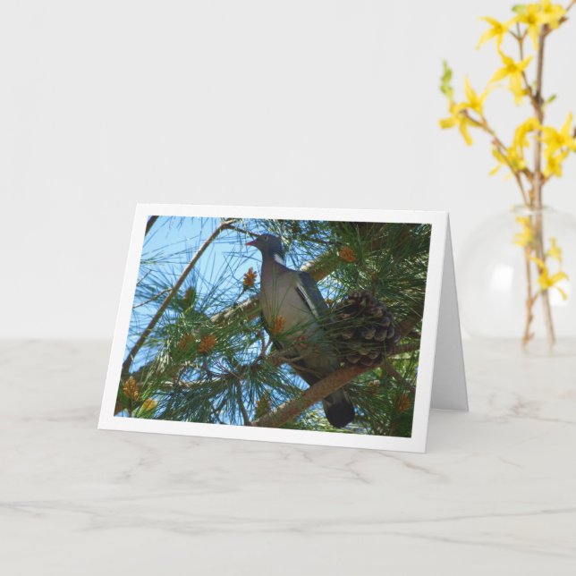 Carte Pigeon en bois de pin (Fleur jaune)