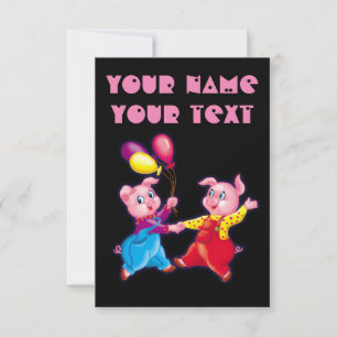 Carte piglet rose joyeux