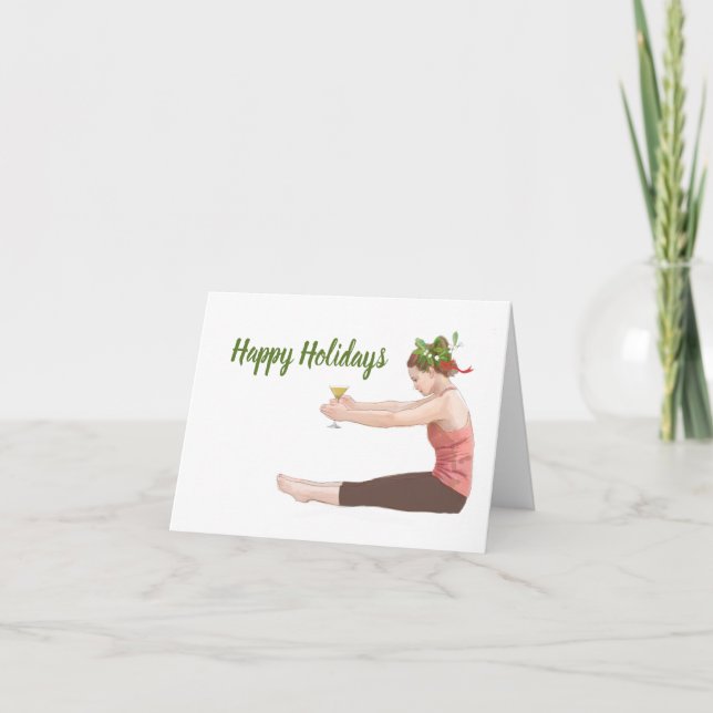 Carte Pilates Christmas Card avec cocktail (Devant)