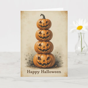 Carte Pile Citrouille souriante Légère Halloween Fun