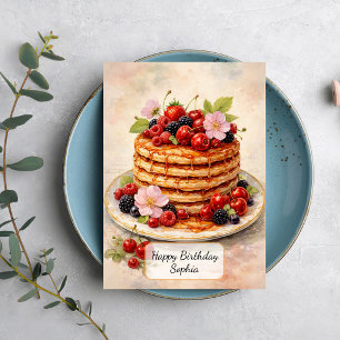 Carte Pile de crêpes aux baies vintage