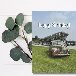 Carte Pilote Anniversaire Avion Vintage Militaire Drôle