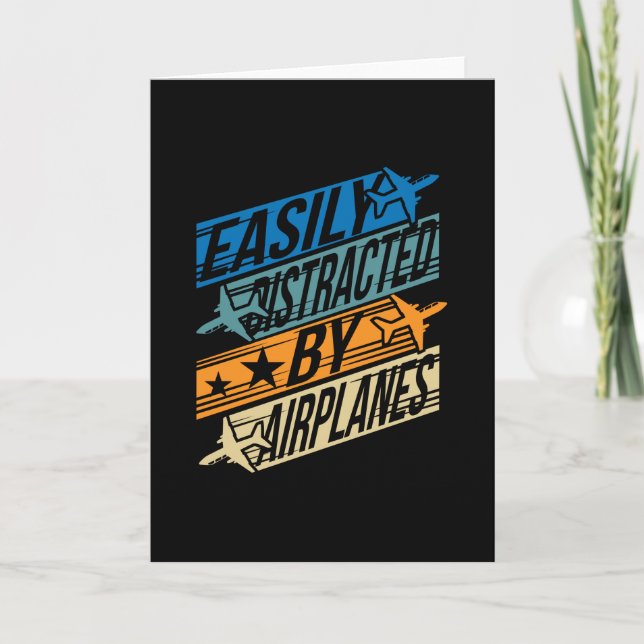 Carte Pilote-Aviateur amusant - Distrait par les avions (Devant)