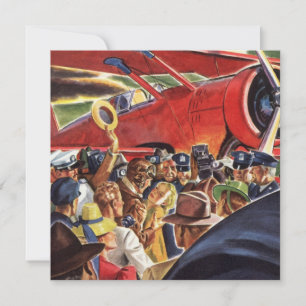 Carte Pilote d'avion à une seule hélice vintage avec Pap