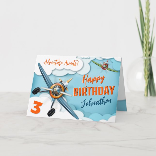 Carte Pilote de Chasseur Avion Garçon Anniversaire (Devant)