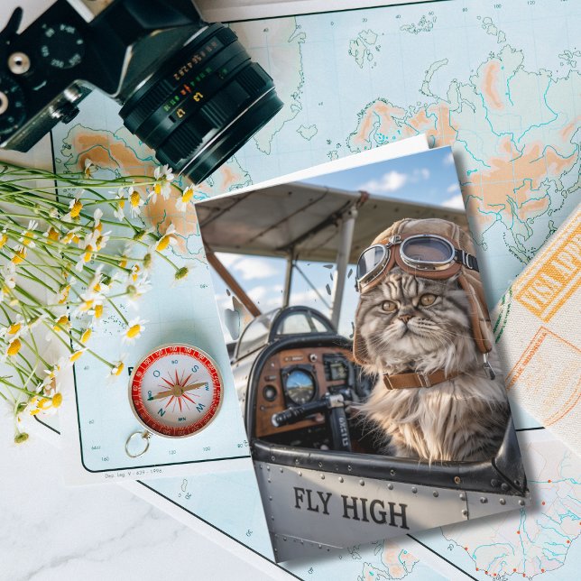 Carte Pilote de chat et avion, Cool Funny Aviation Anniv (Créateur téléchargé)