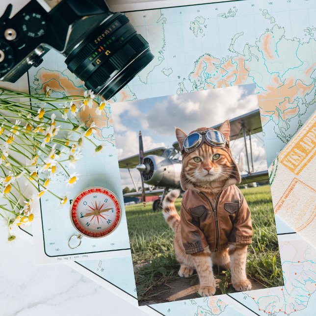 Carte Pilote de chat et avion, Cool Funny Aviation Anniv (Créateur téléchargé)