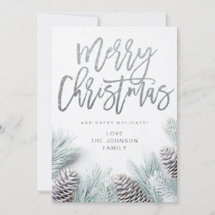 Carte Pin à neige et feuille Joyeux Noël