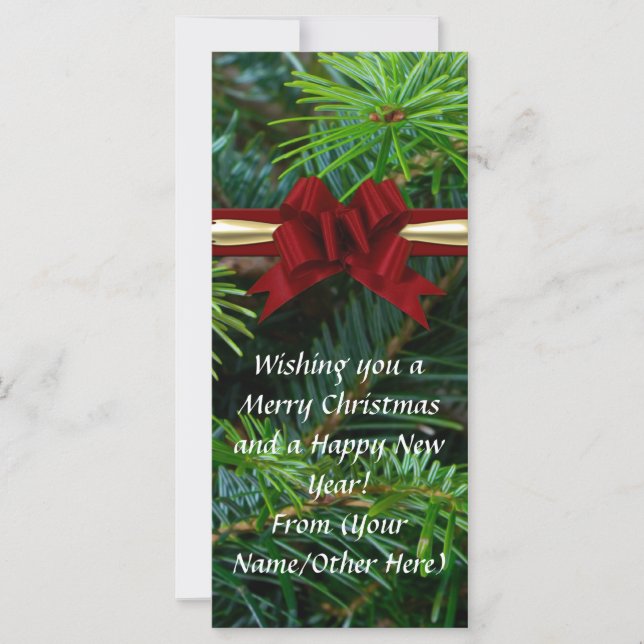 Carte Pin/Bow rouge Élégant Imprimé Affaires Noël (Devant)