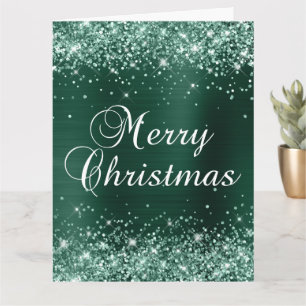 Carte Pin vert Glitter Phuile Grand Joyeux Noël