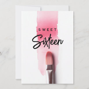 Carte Pinceau rouge à lèvres rose sweet sixteen moderne 