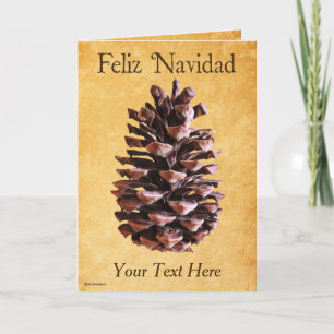 Carte Pine Cone Sur Papier Vintage - Feliz Navidad
