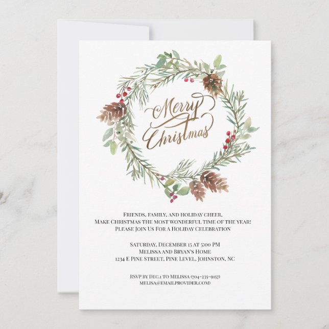 Carte Pine d'hiver Cones Red Berry Noël (Devant)