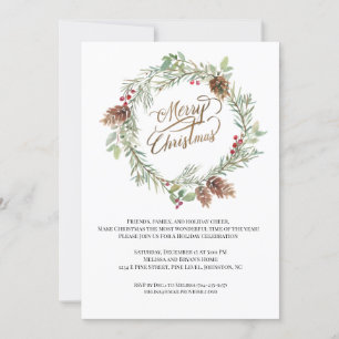 Carte Pine d'hiver Cones Red Berry Noël