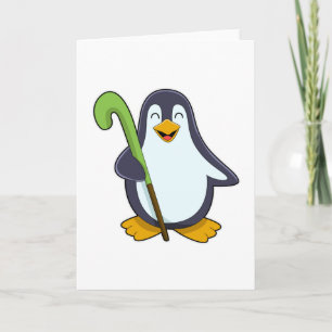 Carte Pingouin à Hockey avec chauve-souris de hockey