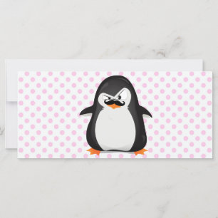 Carte Pingouin Blanc Noir Mignonne Et Moustache Drôle